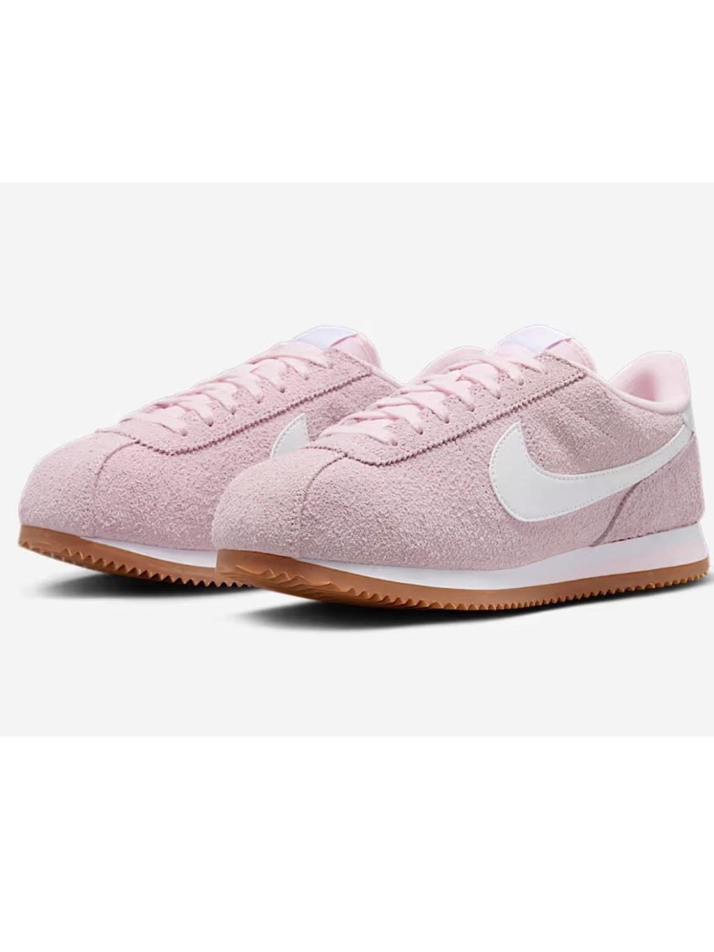 Nike Women’s Light Pink Suede Cortez with White Swoosh